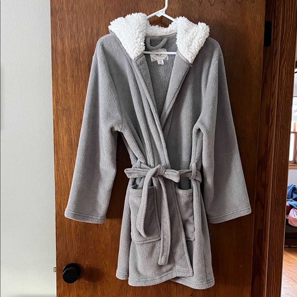 Cozy Gray Kids Pajamas Hoodie Bunny Bathrobe